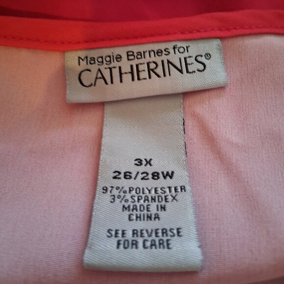 Maggie Barnes Catherines women's red pink blouse top ombre 3X 26/28 lightweight - Picture 5 of 5